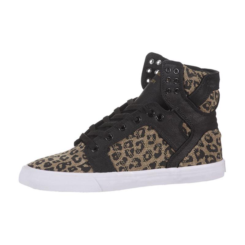 Buty Supra SKYTOP - Sneakersy Wysokie Damskie - Czarne Panterka (ISCY-15728)